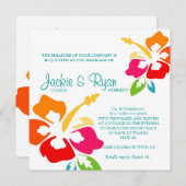 Beach Weddenschap Uitnodiging Hibiscus Flower Colo (Voorkant / Achterkant)