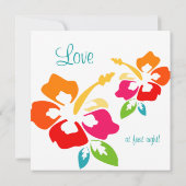 Beach Weddenschap Uitnodiging Hibiscus Flower Colo (Achterkant)