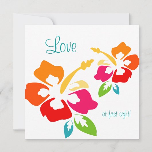 Beach Weddenschap Uitnodiging Hibiscus Flower Colo (Achterkant)