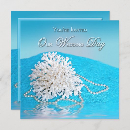 Beach Weddenschap-uitnodiging - ZEE SHELL/BEACH Kaart (Voorkant / Achterkant)
