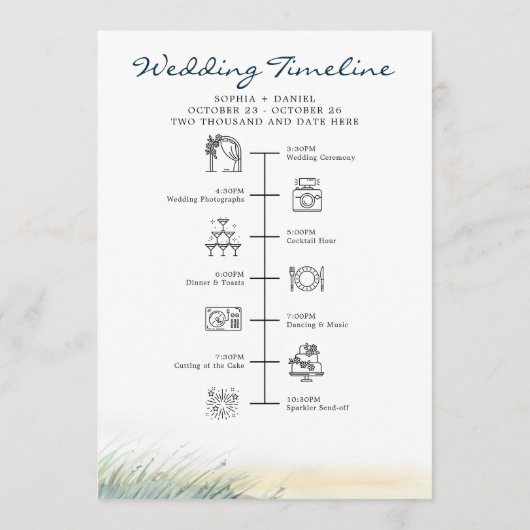 Beach Weddenschap Welkomstprogramma voor reisbriev Programmakaart (Achterkant)