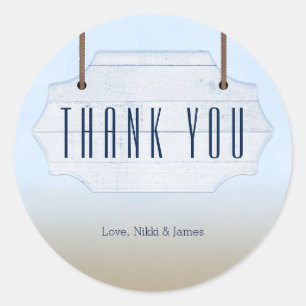 Beach Weddenschap White Wood Sign Favor Stickers