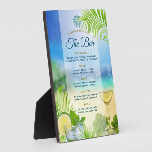 Beach Weddenschap Wine Palm Open Bar Menu Fotoplaat (Zijkant)