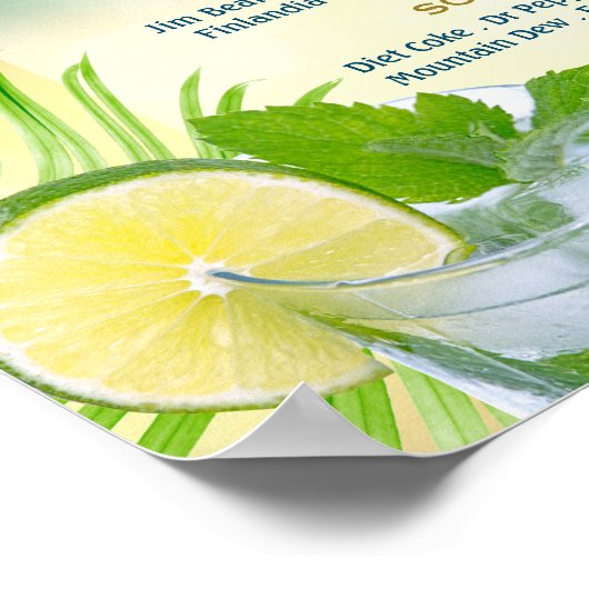 Beach Weddenschap Wine Palm Open Bar Menu Poster (Hoek)