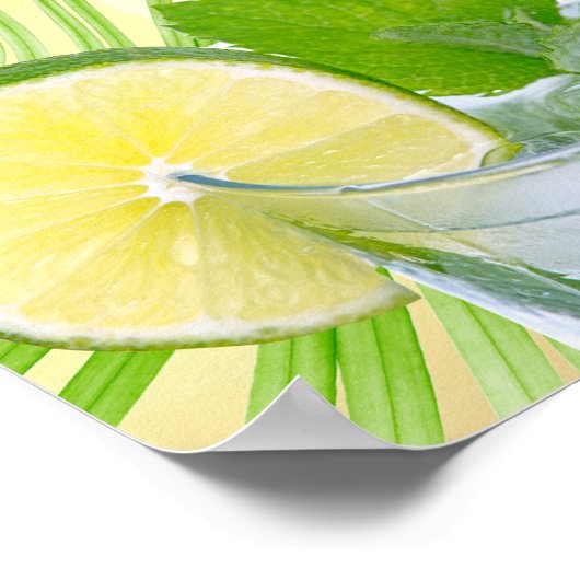 Beach Weddenschap Wine Palm Open Bar Menu Poster (Hoek)