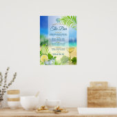 Beach Weddenschap Wine Palm Open Bar Menu Poster (Keuken)