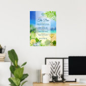 Beach Weddenschap Wine Palm Open Bar Menu Poster (Thuiskantoor)
