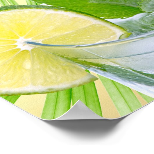 Beach Weddenschap Wine Palm Open Bar Menu Poster (Hoek)