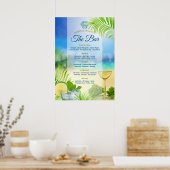 Beach Weddenschap Wine Palm Open Bar Menu Poster (Keuken)