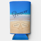 Beach Weddenschappen Harten in Zand Guest Keepomwi Seltzer Blikjeskoeler (Voorkant)