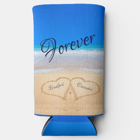 Beach Weddenschappen Harten in Zand Guest Keepomwi Seltzer Blikjeskoeler (Voorkant)