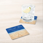 Beach Wedding 2 Harten in het zand bruiloft Kartonnen Onderzetters (Insitu)