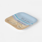 Beach Wedding 2 Harten in het zand bruiloft Papieren Bordje (Gebogen)