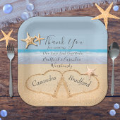 Beach Wedding 2 Harten in het zand bruiloft Papieren Bordje