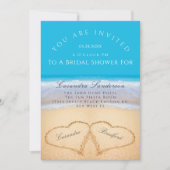 Beach Wedding 2 Harten in het zand Vrijgezellenfee Kaart (Voorkant)