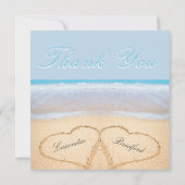 Beach Wedding 2 Harten in het zand Wedding Dank Bedankkaart (Achterkant)