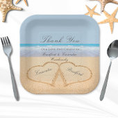 Beach Wedding 2 Harten in het zand Wedding Paper Papieren Bordje