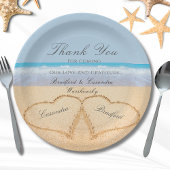Beach Wedding 2 Harten in het zand Wedding Paper Papieren Bordje