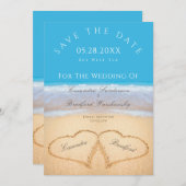 Beach Wedding 2 Harten op de zand bruiloft Kaart (Voorkant / Achterkant)