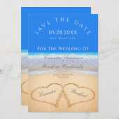 Beach Wedding 2 Harten op de zand bruiloft Kaart (Voorkant / Achterkant)