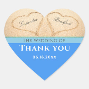 Beach Wedding 2 Hearts Sand Wedding Bedankt Hart Sticker