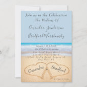 Beach Wedding 2 Hearts Sand Wedding Dusty Blue Kaart (Voorkant)