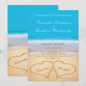 Beach Wedding 2 Hearts Sand Wedding Sky Blue Kaart (Voorkant / Achterkant)