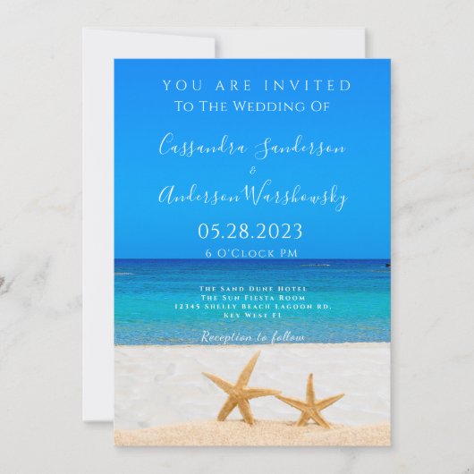 Beach Wedding 2 Starfish in Sand Kaart (Voorkant)