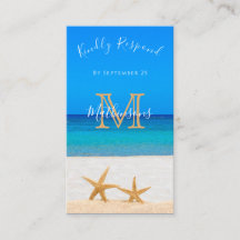 Beach Wedding 2 Starfish in Sand Rsvp
