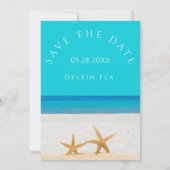 Beach Wedding 2 Starfish in Sand Save the Date Inv Kaart (Achterkant)