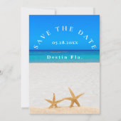 Beach Wedding 2 Starfish in Sand Save the Date Kaart (Achterkant)