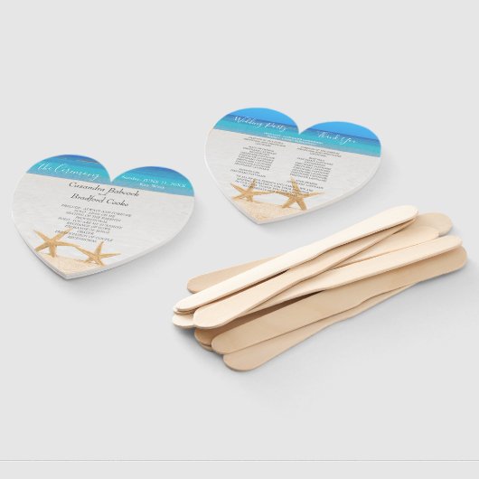 Beach Wedding 2 Starfish in Sand Wedding Hand Fan Handwaaier (Niet-gemonteerd)