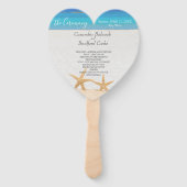 Beach Wedding 2 Starfish in Sand Wedding Hand Fan Handwaaier (Voorkant)
