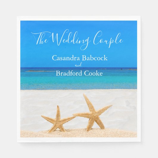 Beach Wedding 2 Starfish in Sand Wedding Servet (Voorkant)
