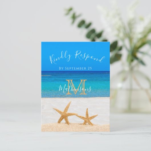 Beach Wedding 2 Starfish in the Sand Briefkaart (Staand voorkant)
