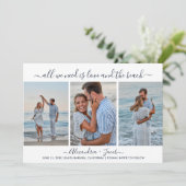 Beach Wedding 3 Photo Save the Date (Staand voorkant)