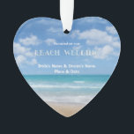 Beach Wedding (aanpasbaar) Ornament<br><div class="desc">Klik op 'Personaliseren' om uw namen,  de plaats en de datum van uw bruiloft in te voegen.</div>