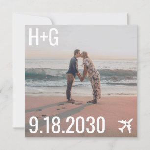 Beach Wedding Airplane Destination Square Foto Save The Date