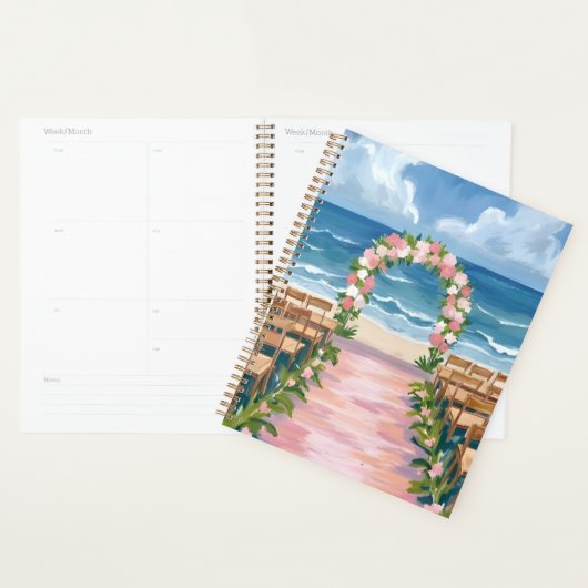 Beach Wedding Aisle Floral Watercolor Planner (Display)