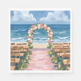 Beach Wedding Aisle Floral Watercolor Servet