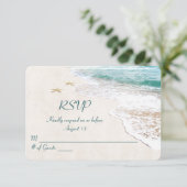 Beach Wedding and starfish RSVP Kaart (Staand voorkant)