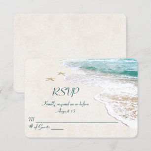 Beach Wedding and starfish RSVP Kaart