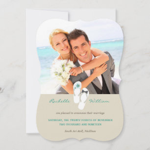 Beach Wedding Announcement, de heer & Mrs. Teensli Kaart