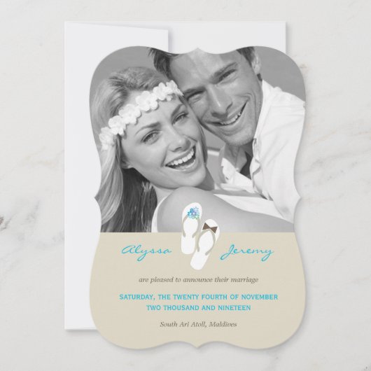 Beach Wedding Announcement, de heer & Mrs. Teensli Kaart (Voorkant)
