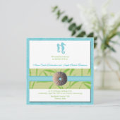 Beach Wedding - Aqua Blue bruiloft uitnodigingen (Staand voorkant)
