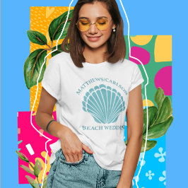 Beach Wedding Aqua Seashell Seaside Bridal Party T-shirt