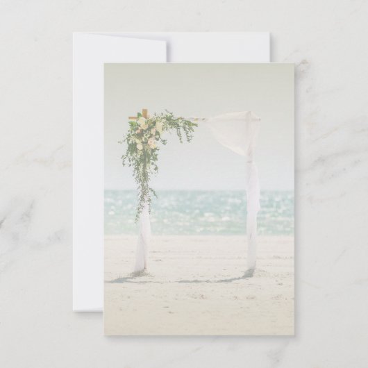 Beach Wedding Arbor Floral Reception Kaart (Achterkant)