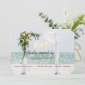 Beach Wedding Arbor Floral RSVP Kaart (Staand voorkant)