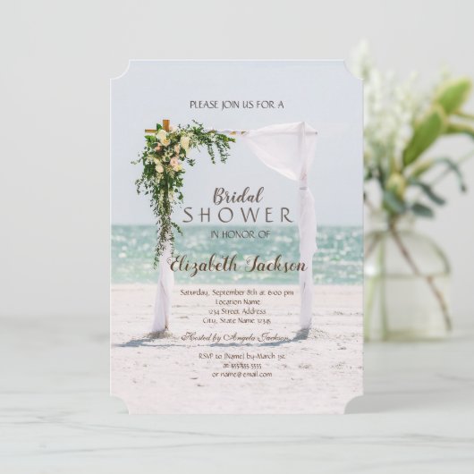 Beach Wedding Arbor Floral Vrijgezellenfeest Kaart (Staand voorkant)