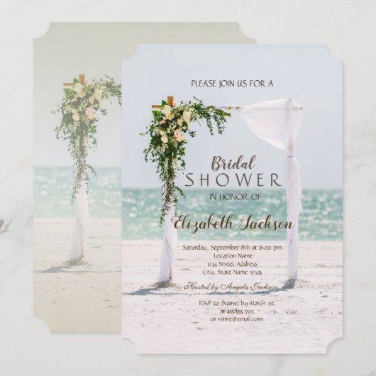 Beach Wedding Arbor Floral Vrijgezellenfeest Kaart (Voorkant / Achterkant)